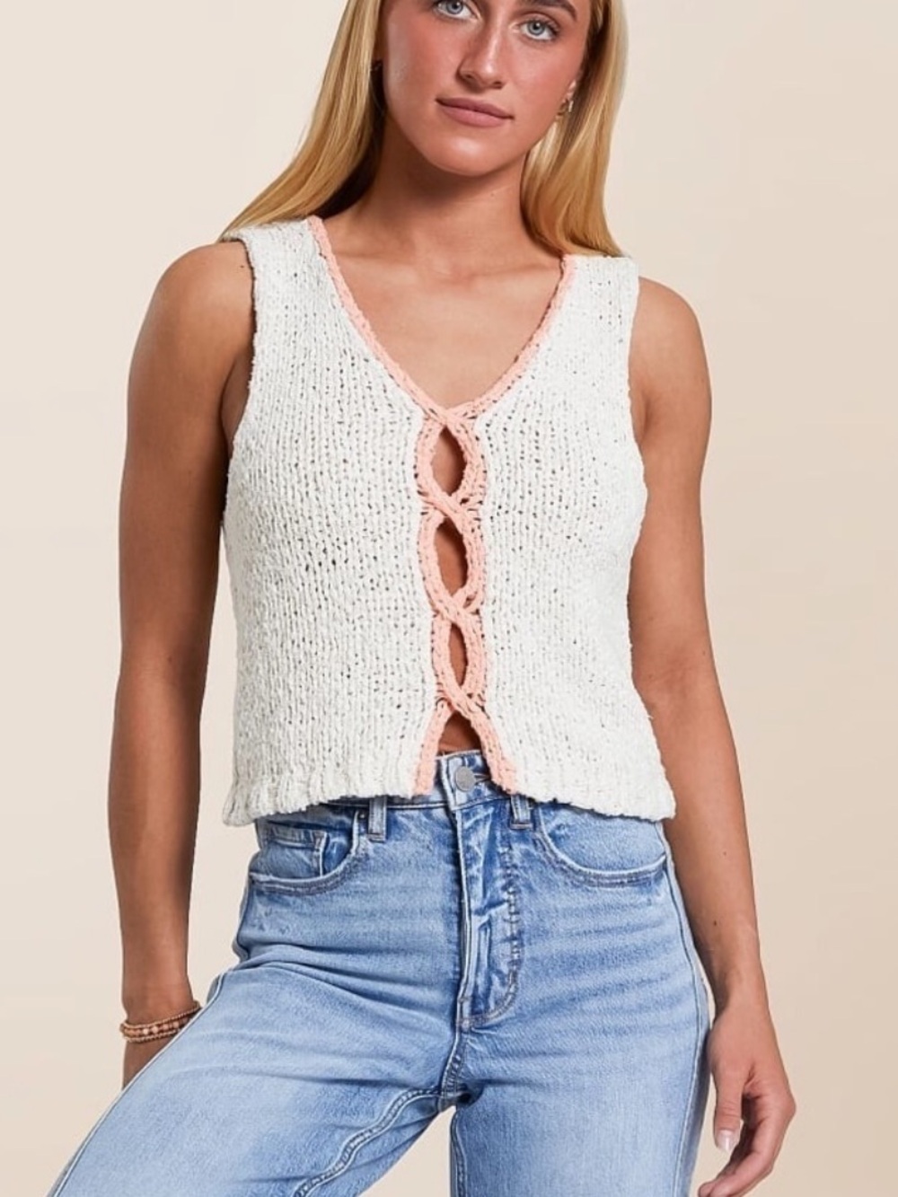 Free People Crochet Knit Top Beachy Boho Cottagecore Costal Cowgirl Size